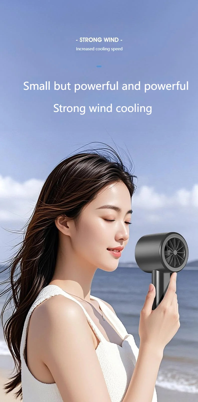 Mini ventilateur portable avec affichage LED, refroidissement par semi-conducteurs, 100 vitesses, batterie rechargeable USB, ventilateur d'extérieur