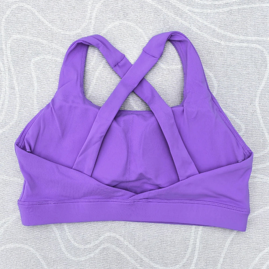 Solid Color Tight Comprehensive Training Women Fitness Bra Cross Back Yoga Underwear Gym Sport Top Hollow Back Push Up Chest Pad
