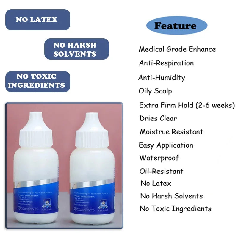 Colle pour perruques Plussign avec dissolvant Super Lace Glue pour perruques en dentelle/toupets/clos, kit d'installation de perruques