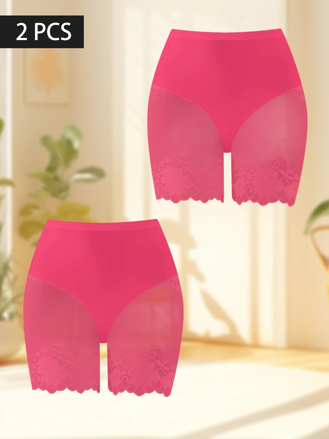 Lot de 2 culottes shorty transparentes pour femmes - Confortables, taille mi-haute, respirantes, ne roulent pas, idéales pour les soirées en amoureux et au quotidien