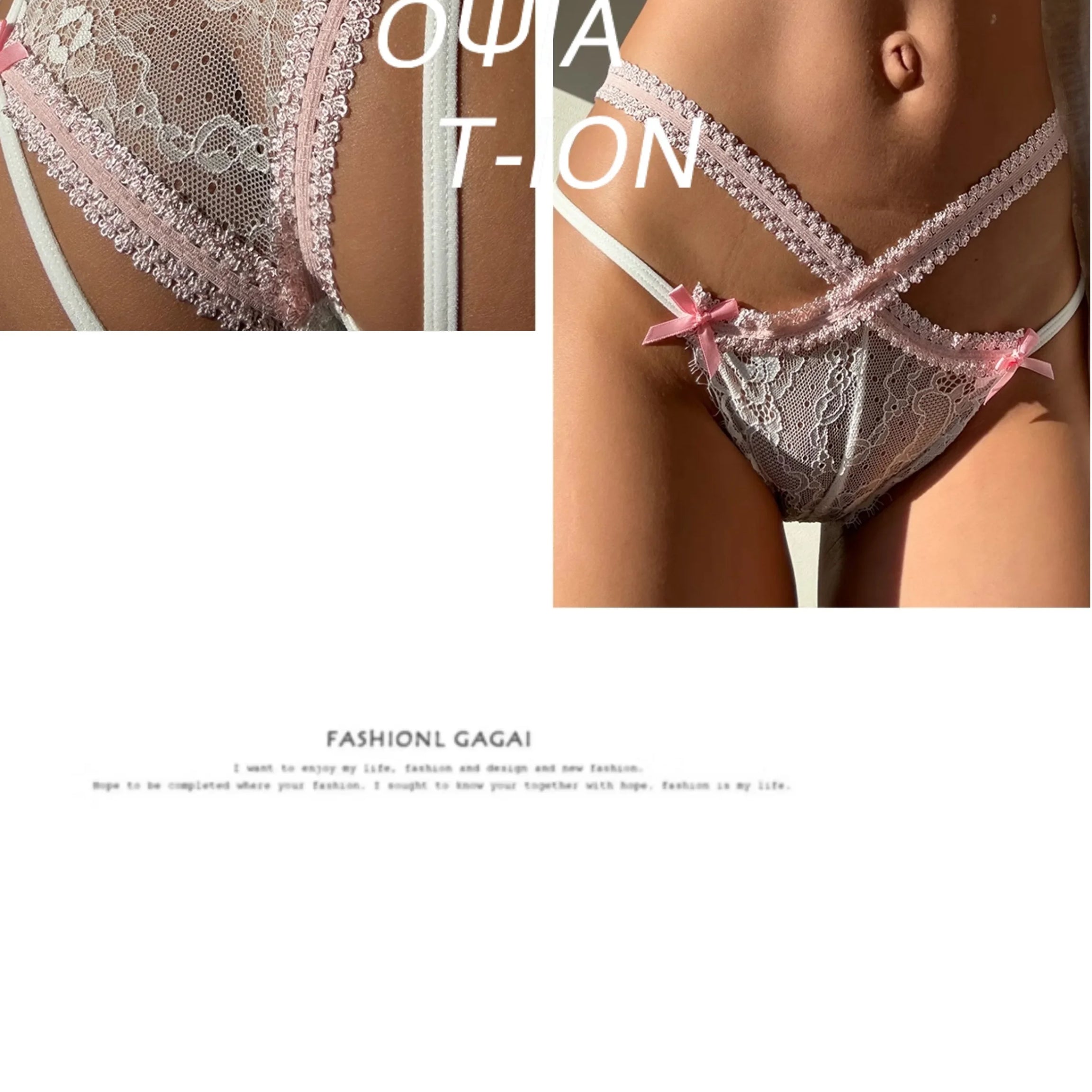 Culotte sexy pour femme SP&CITY, taille basse, avec nœud transparent et entrejambe en coton doux et fin, ornée de dentelle et de bandes croisées.