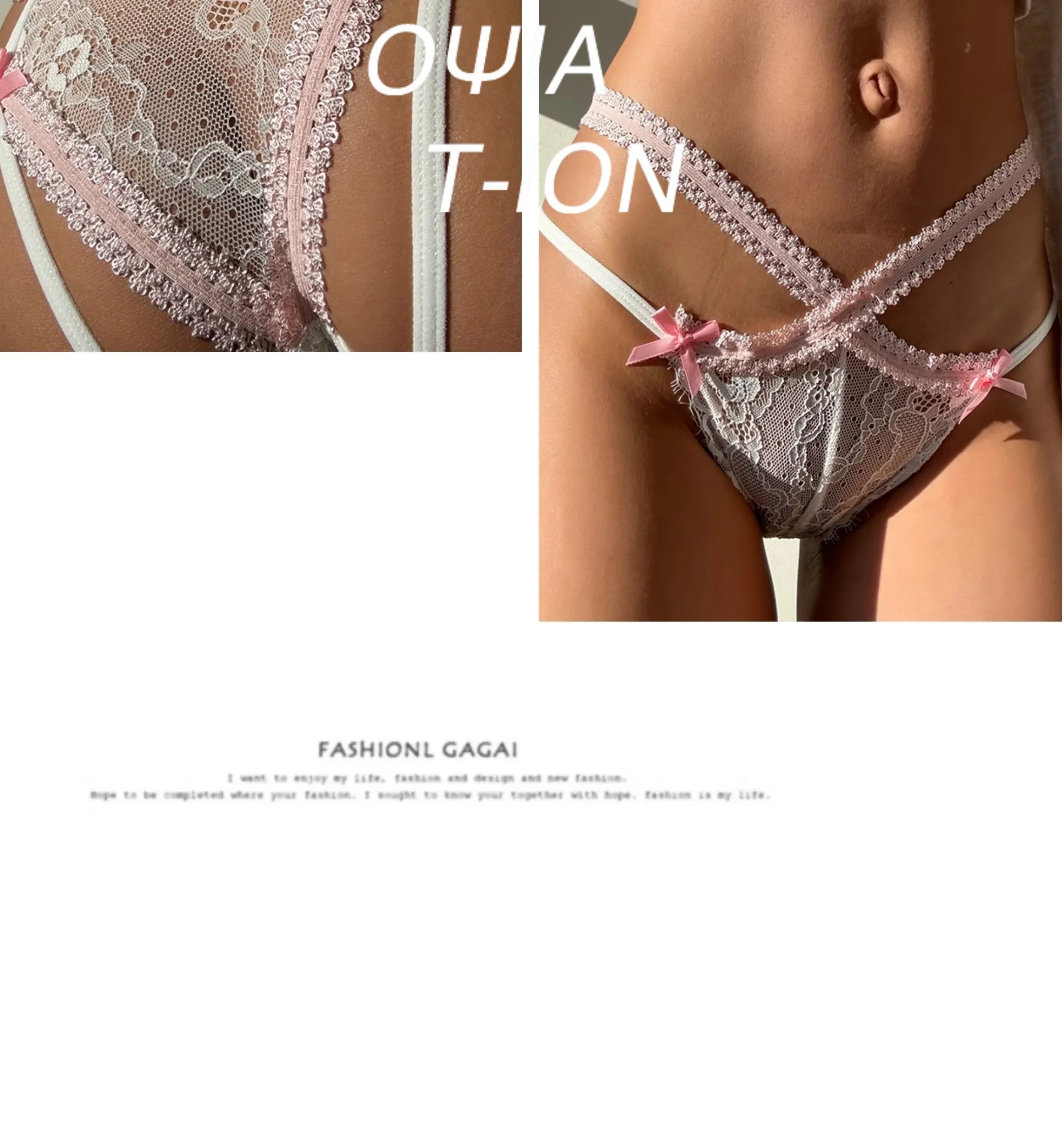 Culotte sexy pour femme SP&CITY, taille basse, avec nœud transparent et entrejambe en coton doux et fin, ornée de dentelle et de bandes croisées.