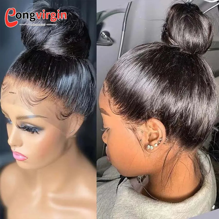 Perruque 5x5 sans colle, cheveux humains, prête à porter, dentelle prédécoupée, perruque lisse à lace front pour femmes