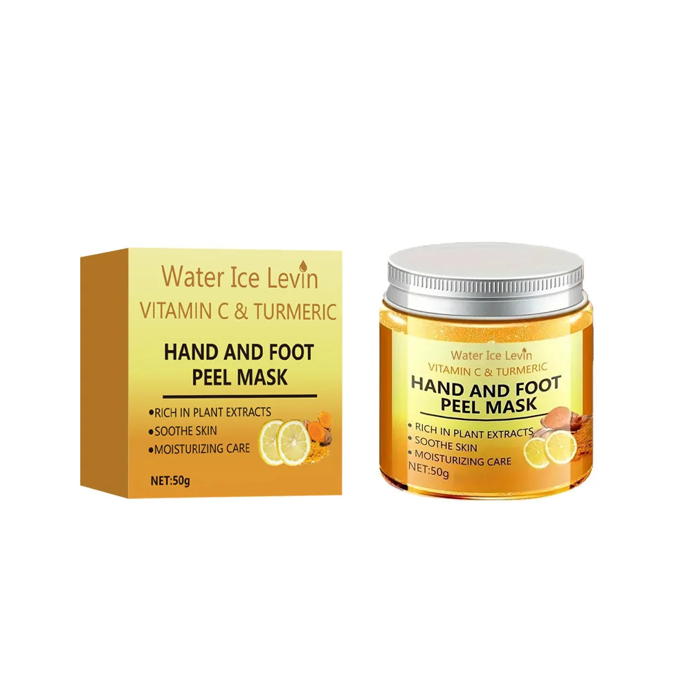 Masque à la cire pour les mains et les pieds à la vitamine C et au curcuma : adoucit la peau, nettoie en douceur et illumine le teint.