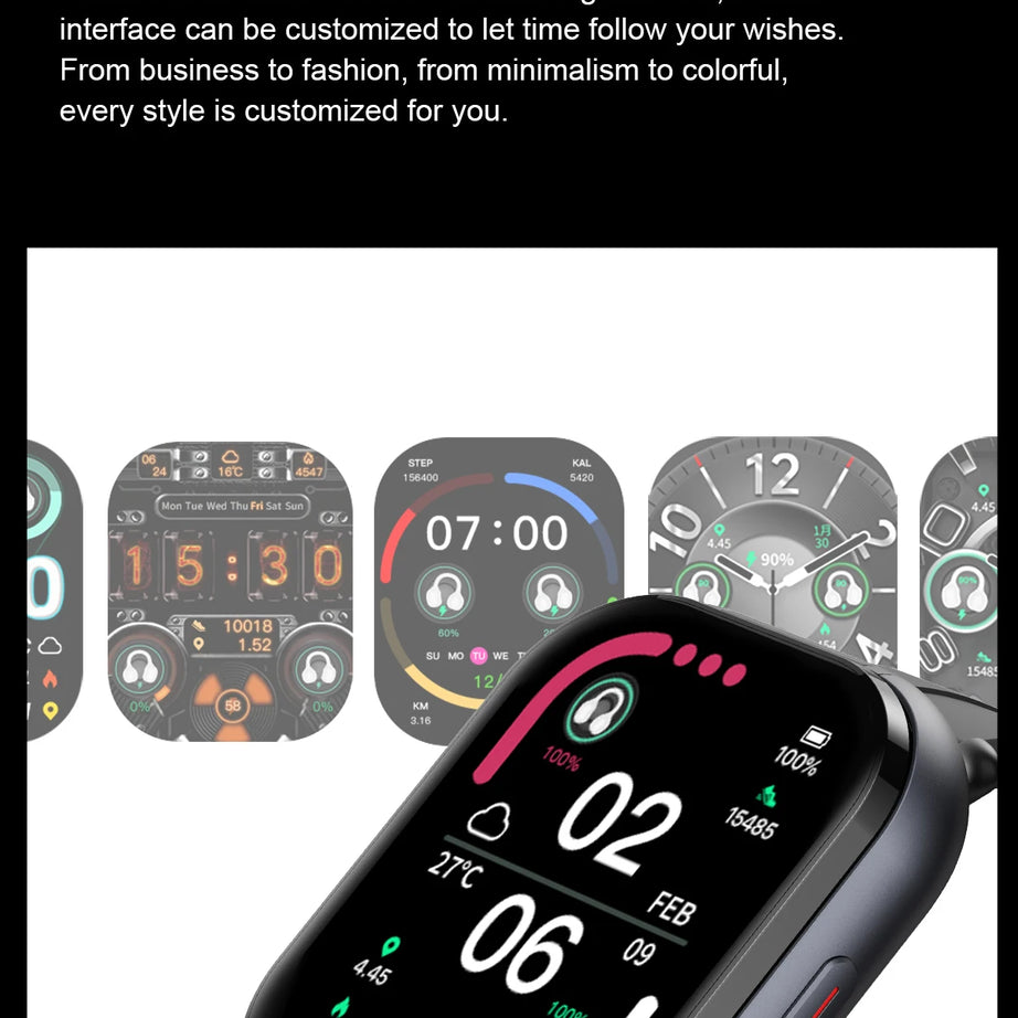 LIGE New Open-back Cip-on Headphones Smart Watch For Men Women 2.01” HD Screen Massive Watch Faces Bluetooth Call Smartwatches