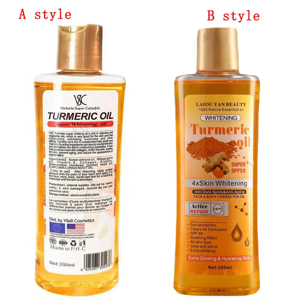 Huile essentielle de curcuma pour le visage et le corps, huile de massage hydratante pour diffuseur, aromathérapie, éclaircissante et lissante, soin du visage et du corps, 200 ml