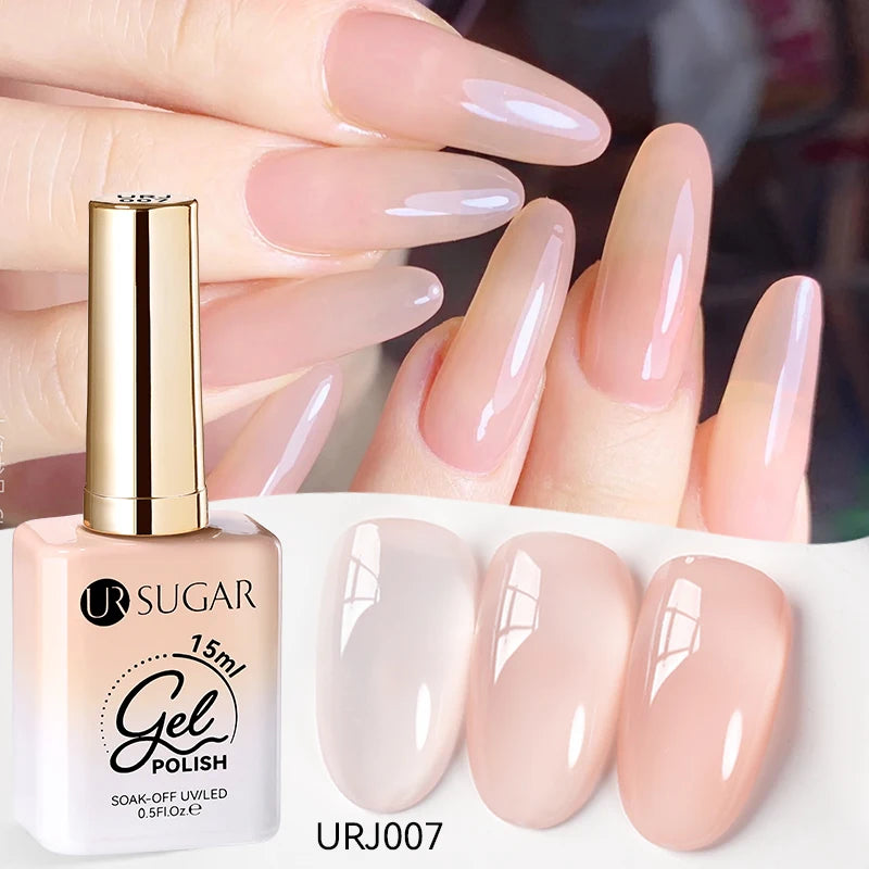 Vernis gel semi-permanent UR SUGAR 15 ml, couleur blanc laiteux translucide, effet gelée, UV, semi-permanent, pour nail art, à dissoudre. Dernière tendance.