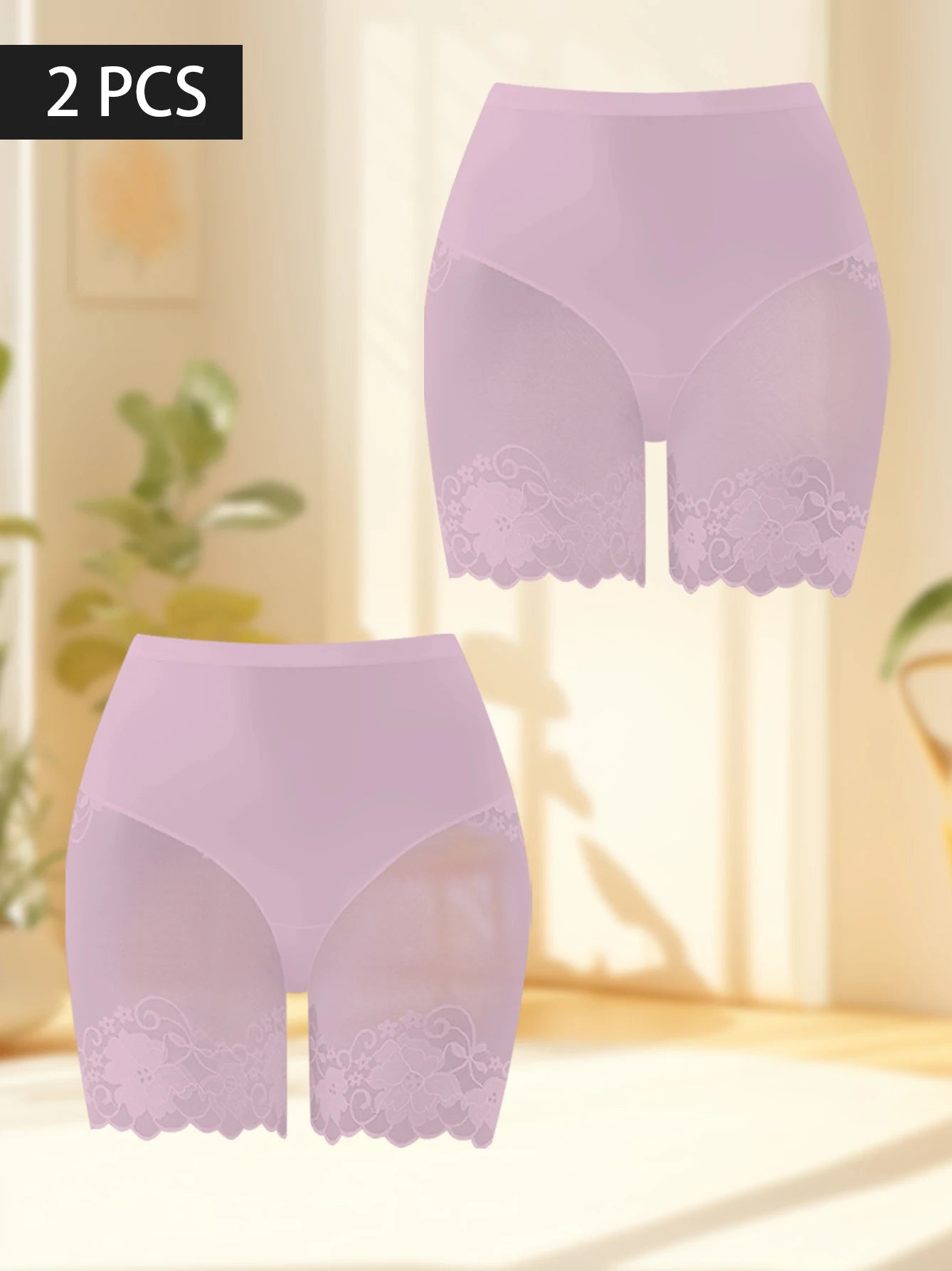 Lot de 2 culottes shorty transparentes pour femmes - Confortables, taille mi-haute, respirantes, ne roulent pas, idéales pour les soirées en amoureux et au quotidien