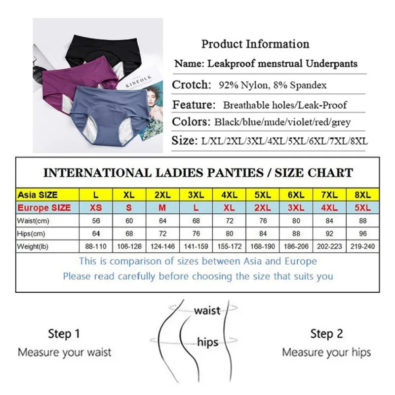 Lot de 5 culottes menstruelles anti-fuites pour femmes, sous-vêtements menstruels sexy, culottes physiologiques imperméables et coupe menstruelle.