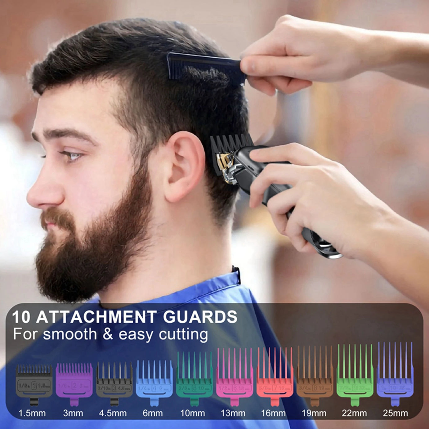 Tondeuse à cheveux professionnelle HATTEKER, tondeuse à barbe, tondeuse électrique sans fil rechargeable par USB pour hommes