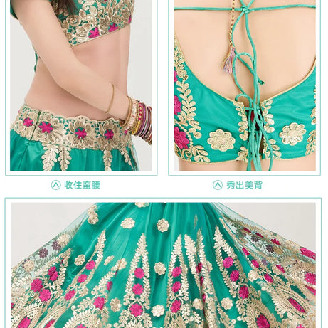 Indian Dance Costume Boutique Embroidery Lenhana Kali Punjab Bollywood Performance Dress Katak Women