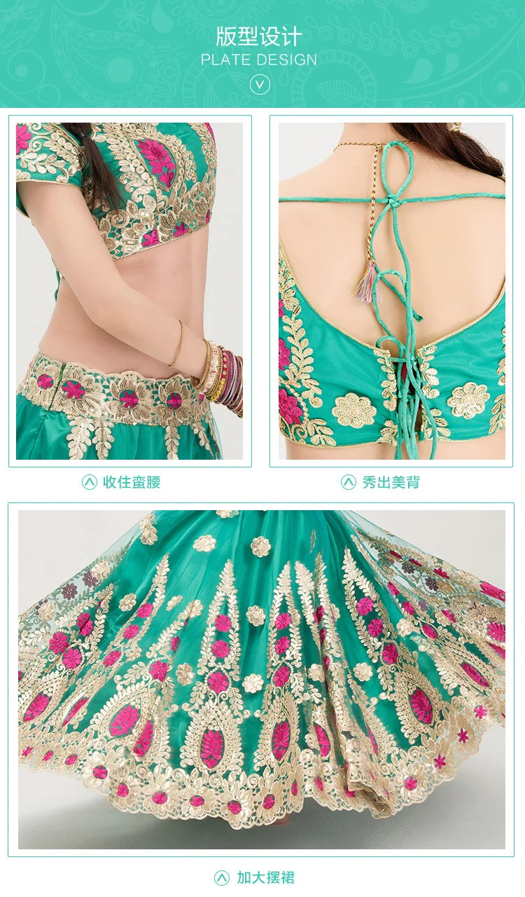 Indian Dance Costume Boutique Embroidery Lenhana Kali Punjab Bollywood Performance Dress Katak Women