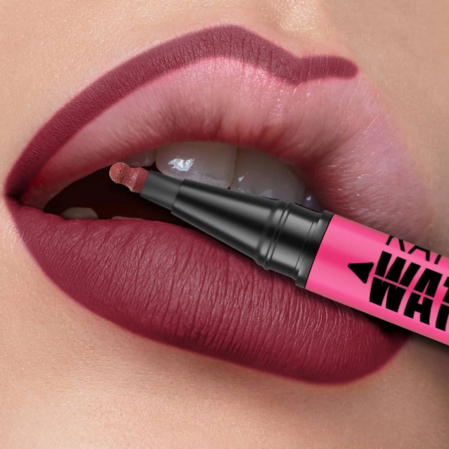 Crayon à lèvres liquide mat 12 couleurs, waterproof, effet repulpant, pour un contour des lèvres naturel et un maquillage contour des lèvres impeccable.