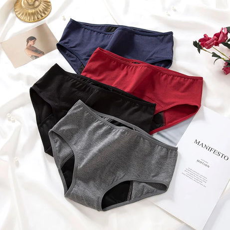 Lot de 3 culottes menstruelles pour femmes, anti-fuites, en coton, absorbantes, physiologiques, pour les règles.