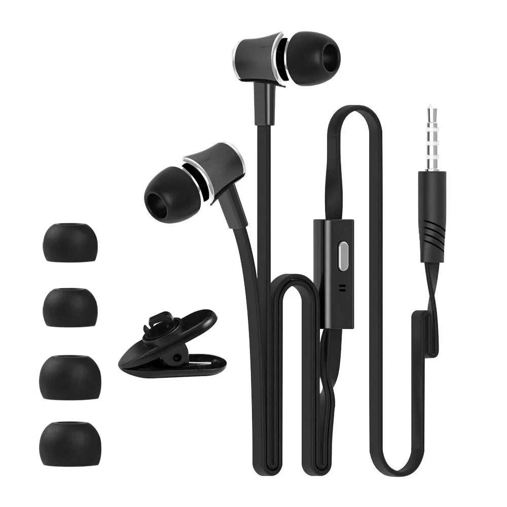Écouteurs filaires Extra Bass avec microphone et prise jack 3,5 mm, style Noodles, pour Samsung
