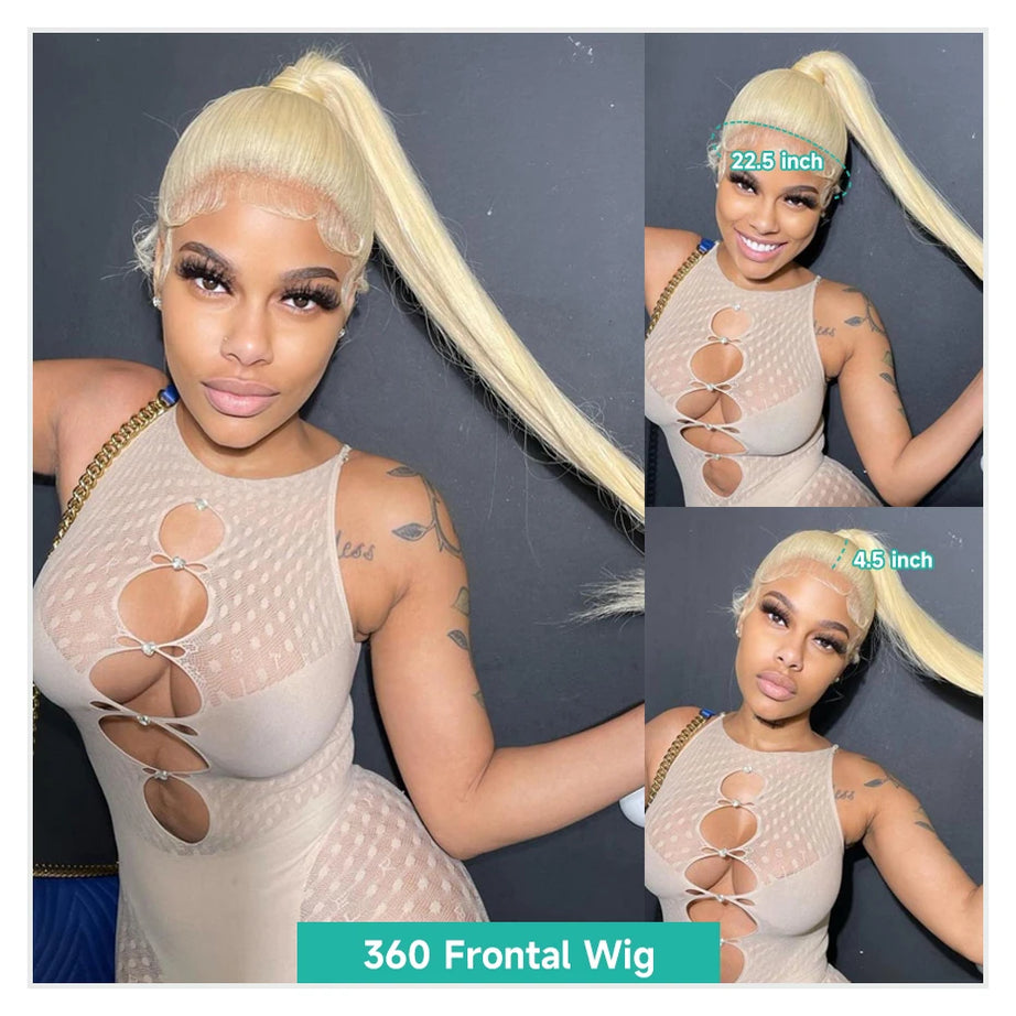 13x4 13x6 360 HD Transparent 613 Honey Blonde Color Lace Front Human Hair Wigs for Women Raw Brazilian Straight Lace Frontal Wig