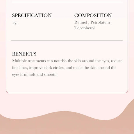 Crema de contorno de ojos con retinol en barra para eliminar ojeras, hidratar, reafirmar e iluminar la piel del contorno de ojos.