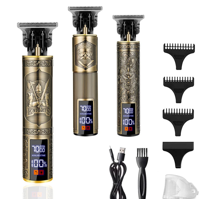 Tondeuse à cheveux professionnelle, machine de coupe de cheveux de barbier rechargeable, tondeuse en métal pour hommes