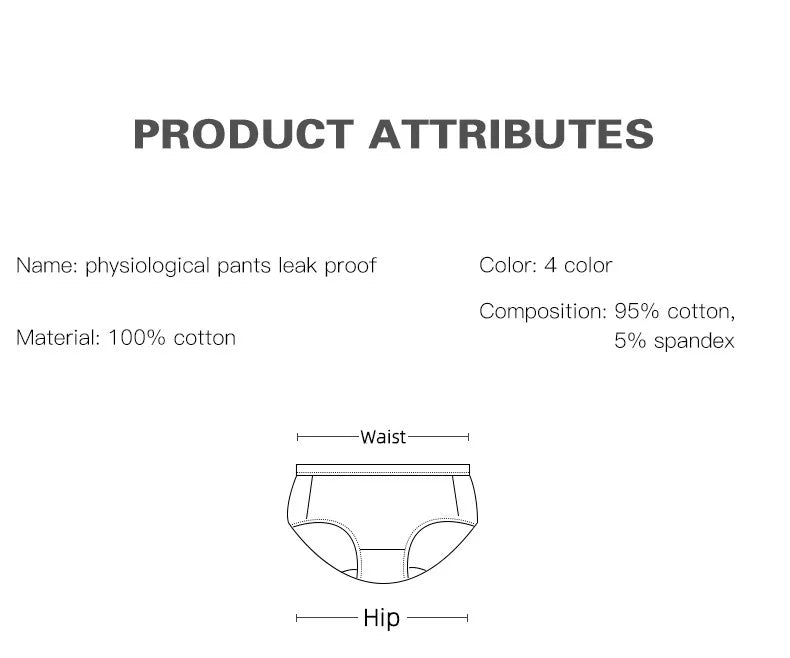 Lot de 3 culottes menstruelles pour femmes, anti-fuites, en coton, absorbantes, physiologiques, pour les règles.