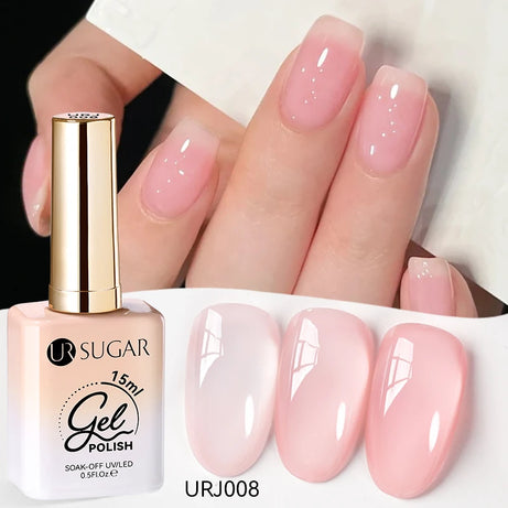 Vernis gel semi-permanent UR SUGAR 15 ml, couleur blanc laiteux translucide, effet gelée, UV, semi-permanent, pour nail art, à dissoudre. Dernière tendance.