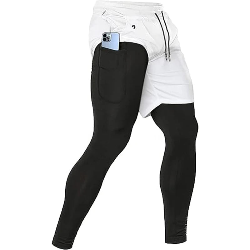 Pantalon de sport 2 en 1 pour homme, survêtement d'entraînement athlétique, pantalon de jogging, pantalon de fitness et de course à pied pour homme