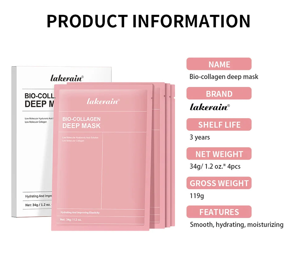 Masque Bio-Collagen Real Deep, supplément de collagène, masque hydrogel hydratant de nuit, améliore l'élasticité, minimise les pores et raffermit