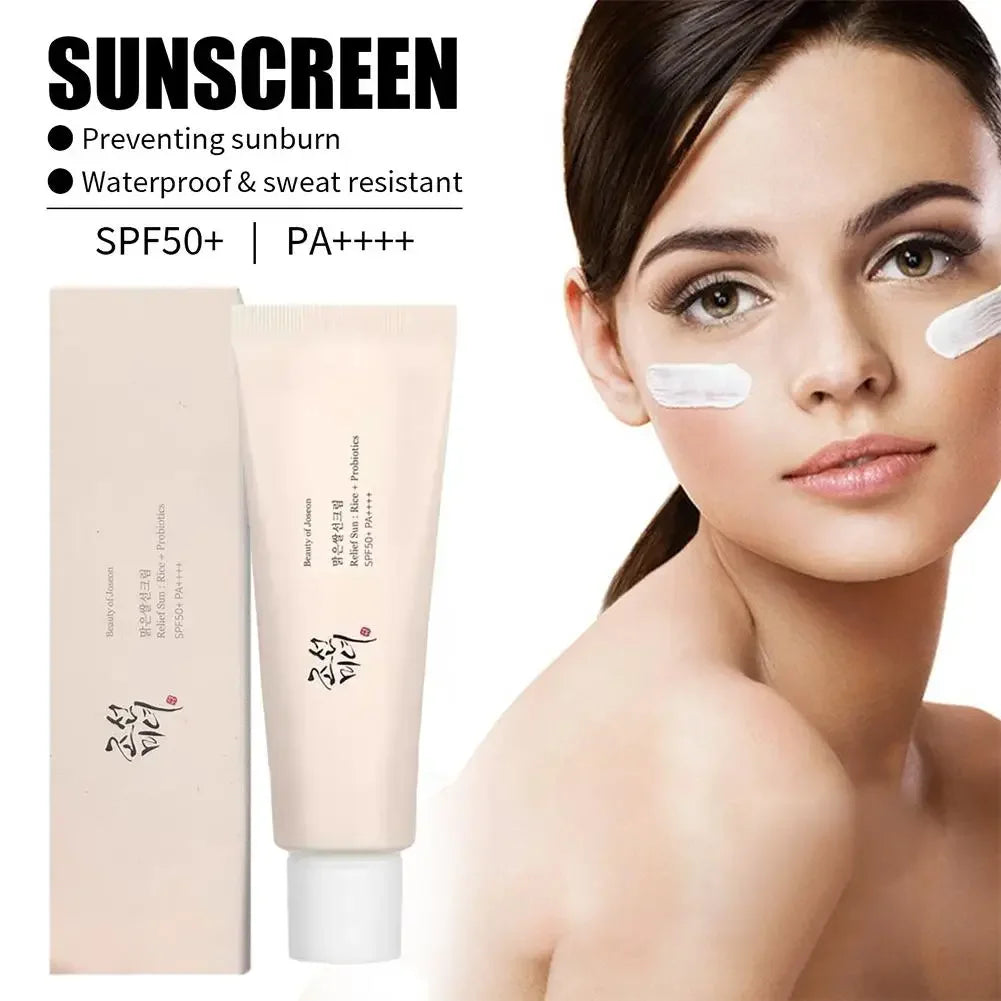 Coffret de soins coréens au riz Joseon et probiotiques : huile essentielle, protection solaire, lotion tonique rafraîchissante, crème hydratante pour le visage et les yeux.