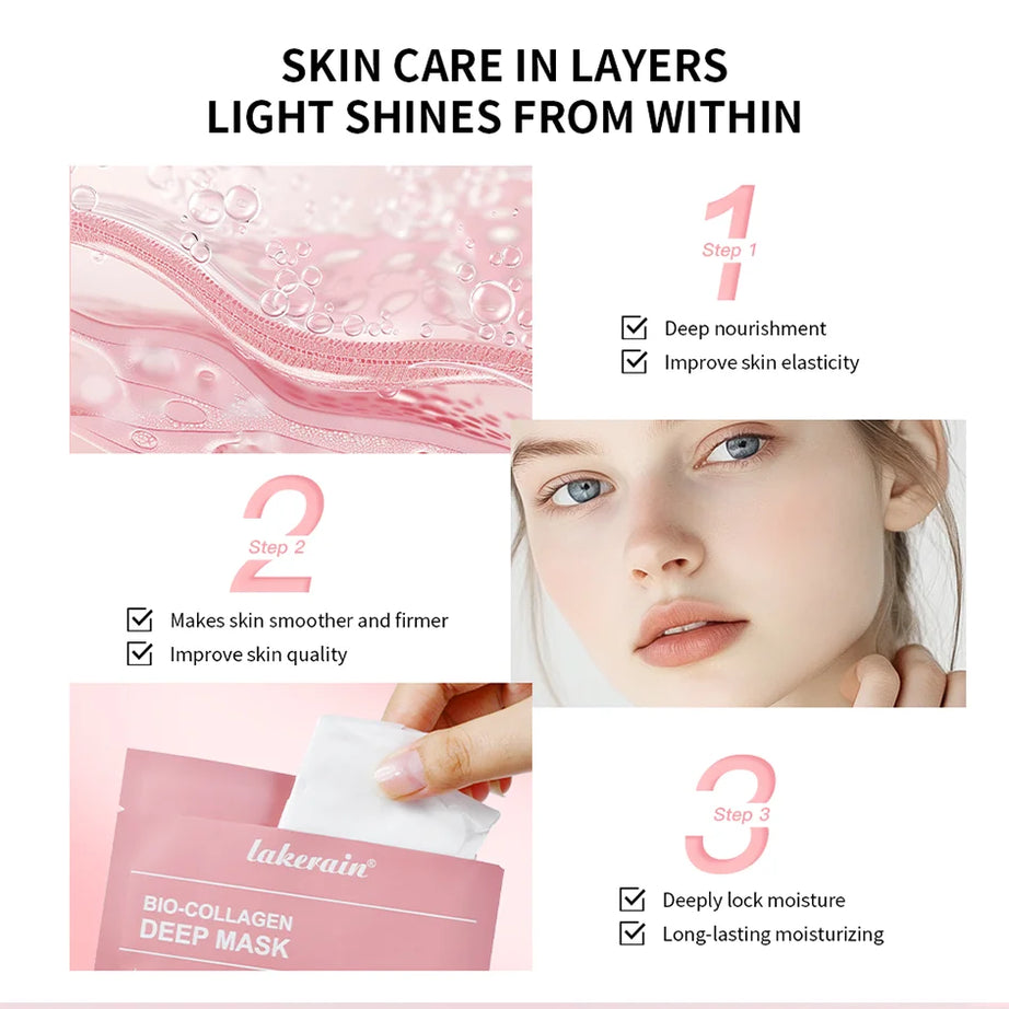 Masque Bio-Collagen Real Deep, supplément de collagène, masque hydrogel hydratant de nuit, améliore l'élasticité, minimise les pores et raffermit