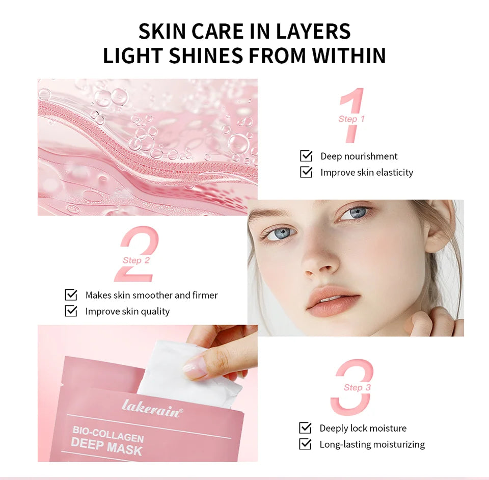 Masque Bio-Collagen Real Deep, supplément de collagène, masque hydrogel hydratant de nuit, améliore l'élasticité, minimise les pores et raffermit