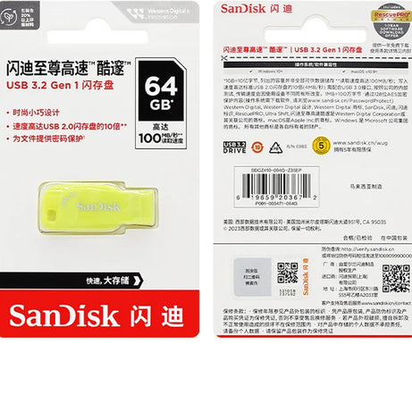 Clé USB 3.2 Sandisk CZ410 100 % originale, 32 Go, 64 Go, 128 Go, mini-clé USB haute vitesse.