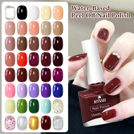 15ml Water-Based Nail Polish 40 Colors Long Lasting Quick Drying No Need of Lamp to Cure Nail Supplies Vernis for Nails Manicure