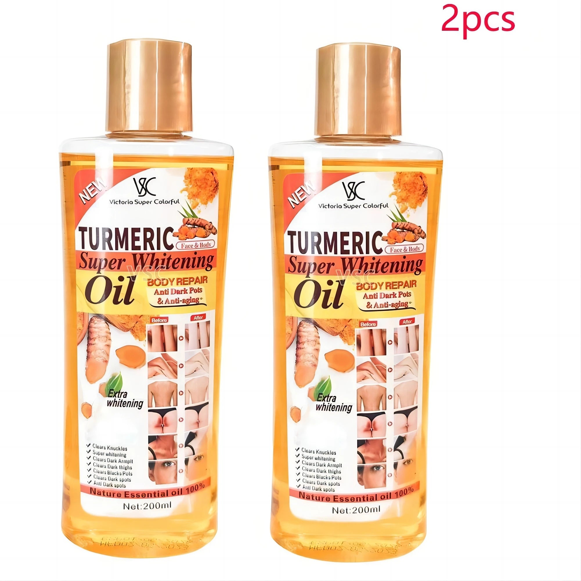 Huile essentielle de curcuma pour le visage et le corps, huile de massage hydratante pour diffuseur, aromathérapie, éclaircissante et lissante, soin du visage et du corps, 200 ml