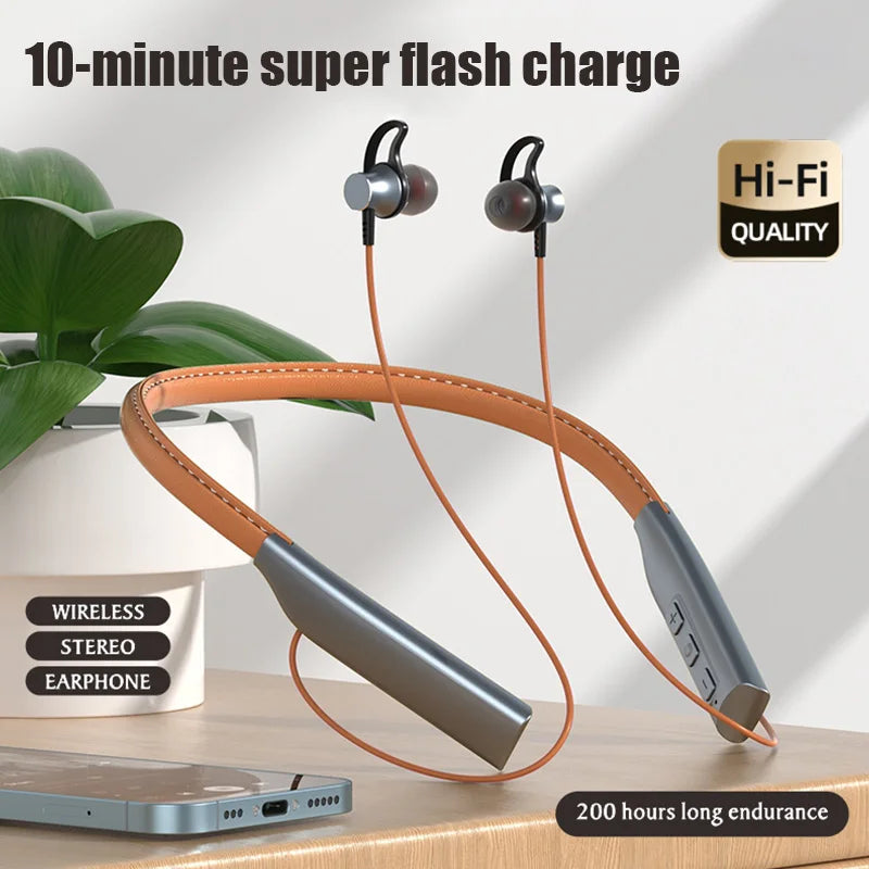 Auriculares Bluetooth Fone, auriculares inalámbricos, banda magnética deportiva para el cuello, auriculares TWS inalámbricos con micrófono.