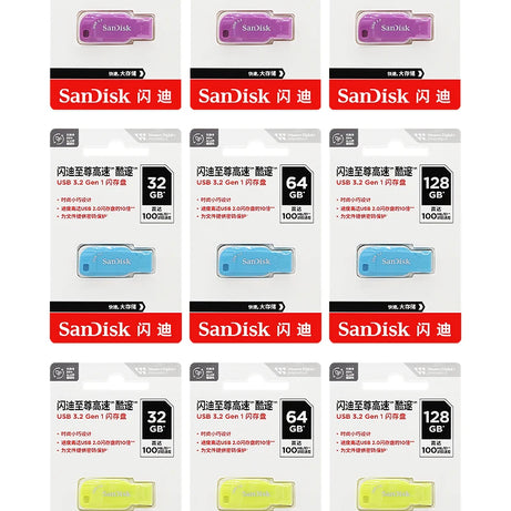 Clé USB 3.2 Sandisk CZ410 100 % originale, 32 Go, 64 Go, 128 Go, mini-clé USB haute vitesse.