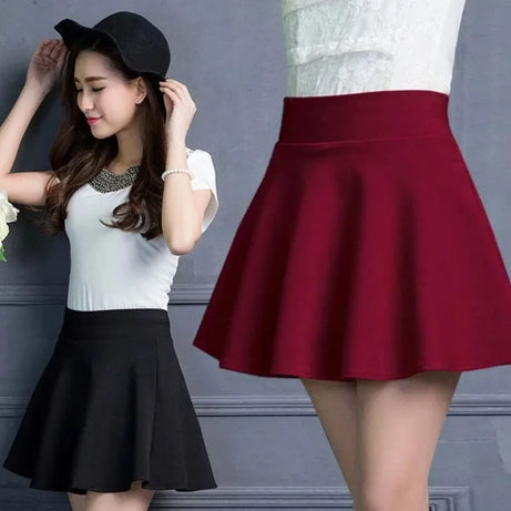 Nouvelle jupe plissée coréenne taille haute, fine et élastique, noire.