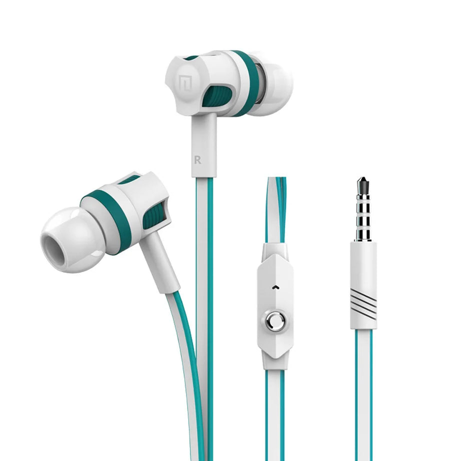 Écouteurs filaires Extra Bass avec microphone et prise jack 3,5 mm, style Noodles, pour Samsung