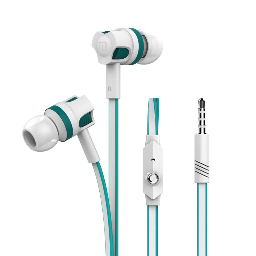 Écouteurs filaires Extra Bass avec microphone et prise jack 3,5 mm, style Noodles, pour Samsung