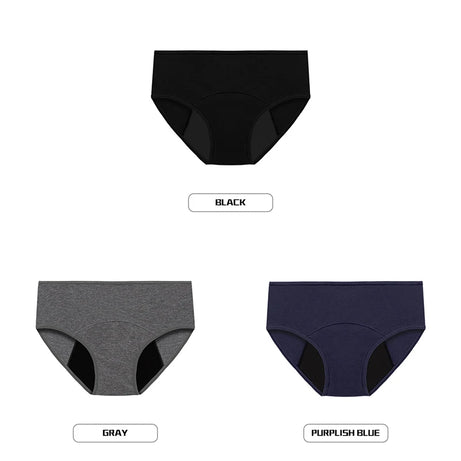 Lot de 3 culottes menstruelles pour femmes, anti-fuites, en coton, absorbantes, physiologiques, pour les règles.