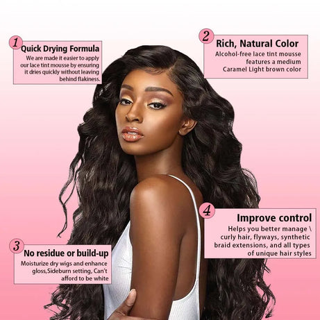 LOCKMIO Natural Lace Tint Spray Dyed Foam Mousse for Women 100ML Wigs Mesh Skin-fitting Invisible Colorant Cosplay Wig Dye Mist