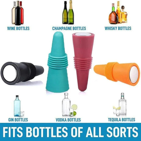 Lot de 1 bouchon en silicone pour bouteilles de vin et autres boissons, étanche, réutilisable.
