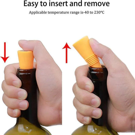Lot de 1 bouchon en silicone pour bouteilles de vin et autres boissons, étanche, réutilisable.