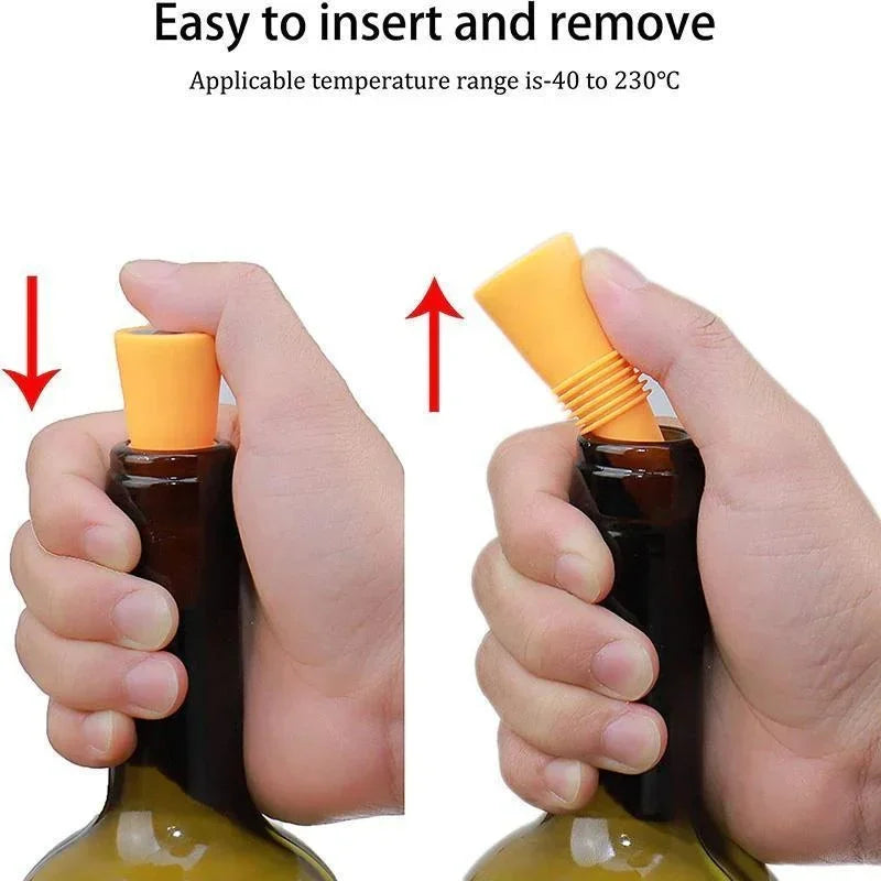 Lot de 1 bouchon en silicone pour bouteilles de vin et autres boissons, étanche, réutilisable.