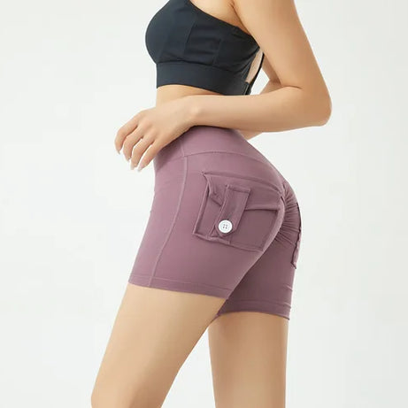 Short de fitness Peach Butt pour femme, pantalon cargo trois-quarts à séchage rapide avec poche, legging de yoga gainant pour l'été