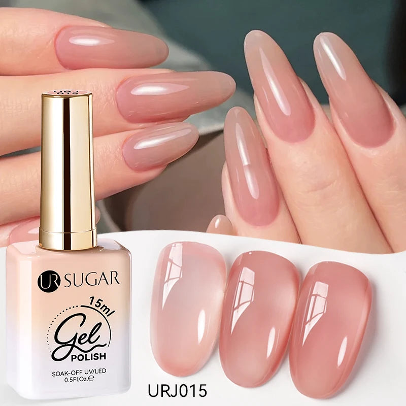 Vernis gel semi-permanent UR SUGAR 15 ml, couleur blanc laiteux translucide, effet gelée, UV, semi-permanent, pour nail art, à dissoudre. Dernière tendance.