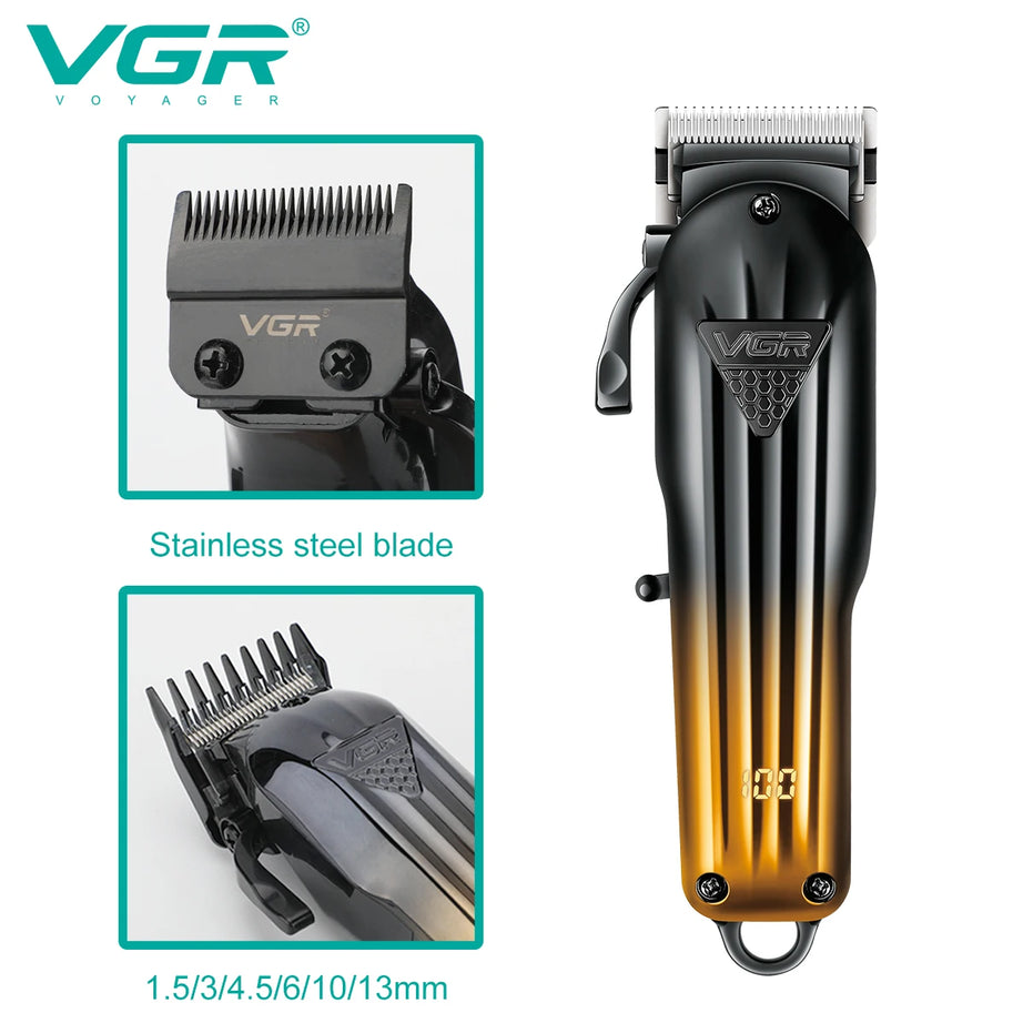 Tondeuse à cheveux électrique combinée VGR 644 avec dégradé, rechargeable, professionnelle, pour homme.