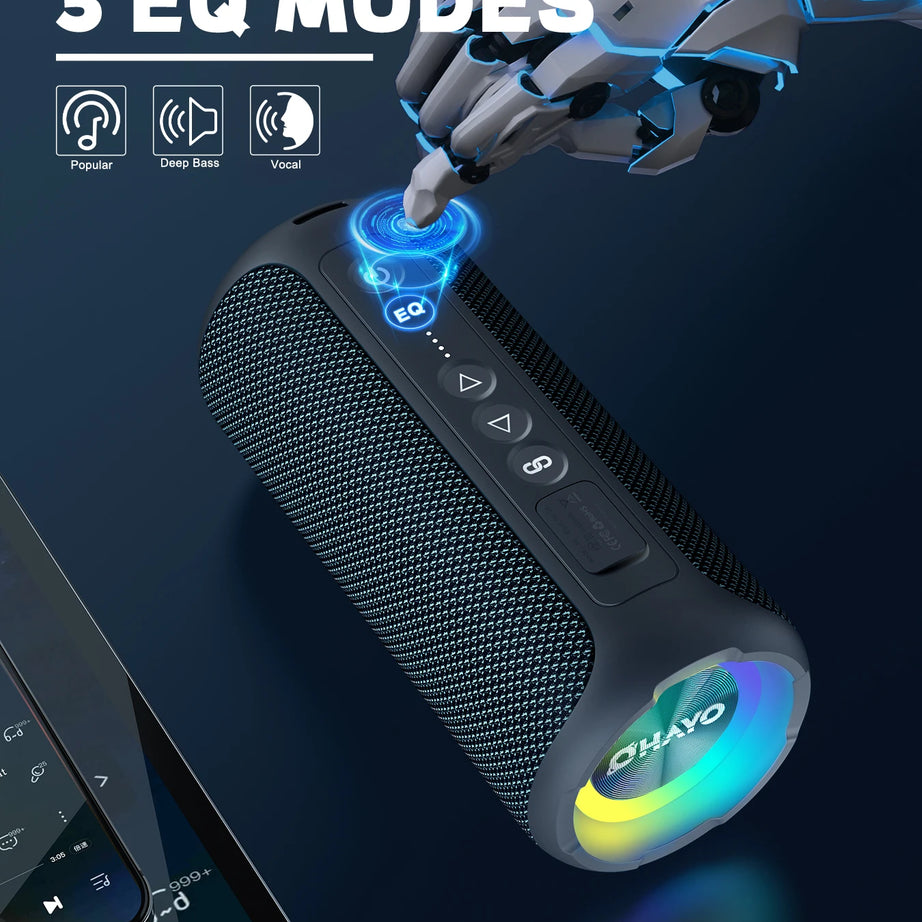 Enceinte Bluetooth Ortizan 40 W avec basses renforcées, portable, sans fil, pour l'extérieur, autonomie de 30 heures, étanche IP7, Bluetooth 5.3