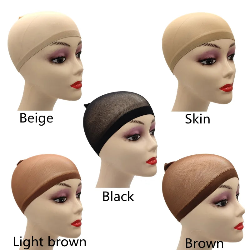 2 unidades/bolsa Gorro de peluca de media superior Red para pelucas de cabello tejido Redes para pelucas de cabello negro Marrón Gorro de peluca de malla elástica para hacer pelucas
