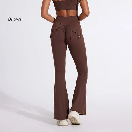 Pantalon de yoga taille haute à poches pour femme DIAS FIT JOY, effet push-up, séchage rapide, idéal pour la course, le sport et la salle de gym.
