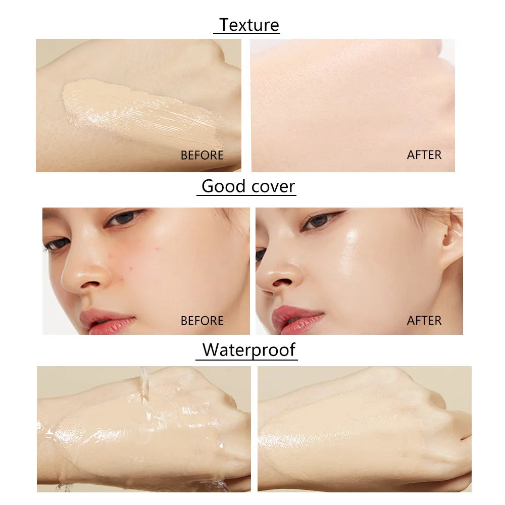 Le fond de teint liquide camoufle naturellement les imperfections sans effet poudre, crème visage simple, fond de teint transparent, masque les imperfections.