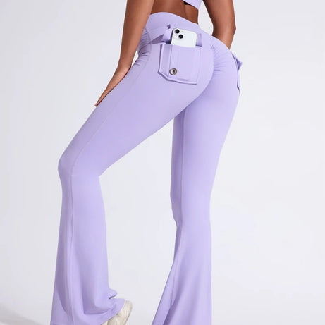 Pantalon de yoga taille haute à poches pour femme DIAS FIT JOY, effet push-up, séchage rapide, idéal pour la course, le sport et la salle de gym.